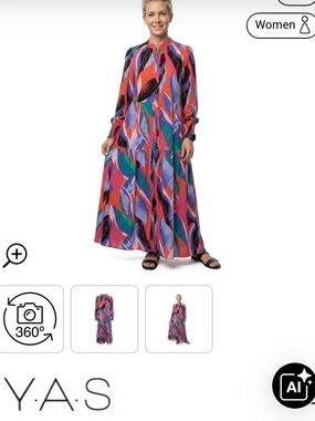 Y.A.S Alira  Long Sleeve Maxi Dress - Multi Size S